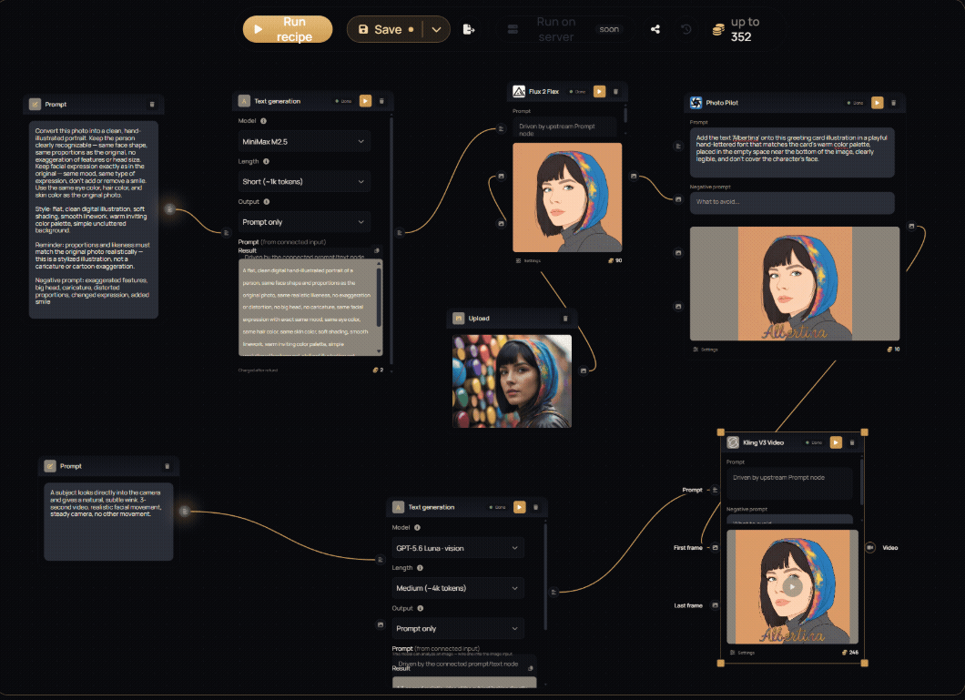 Recipe engine — a whole workflow in one run