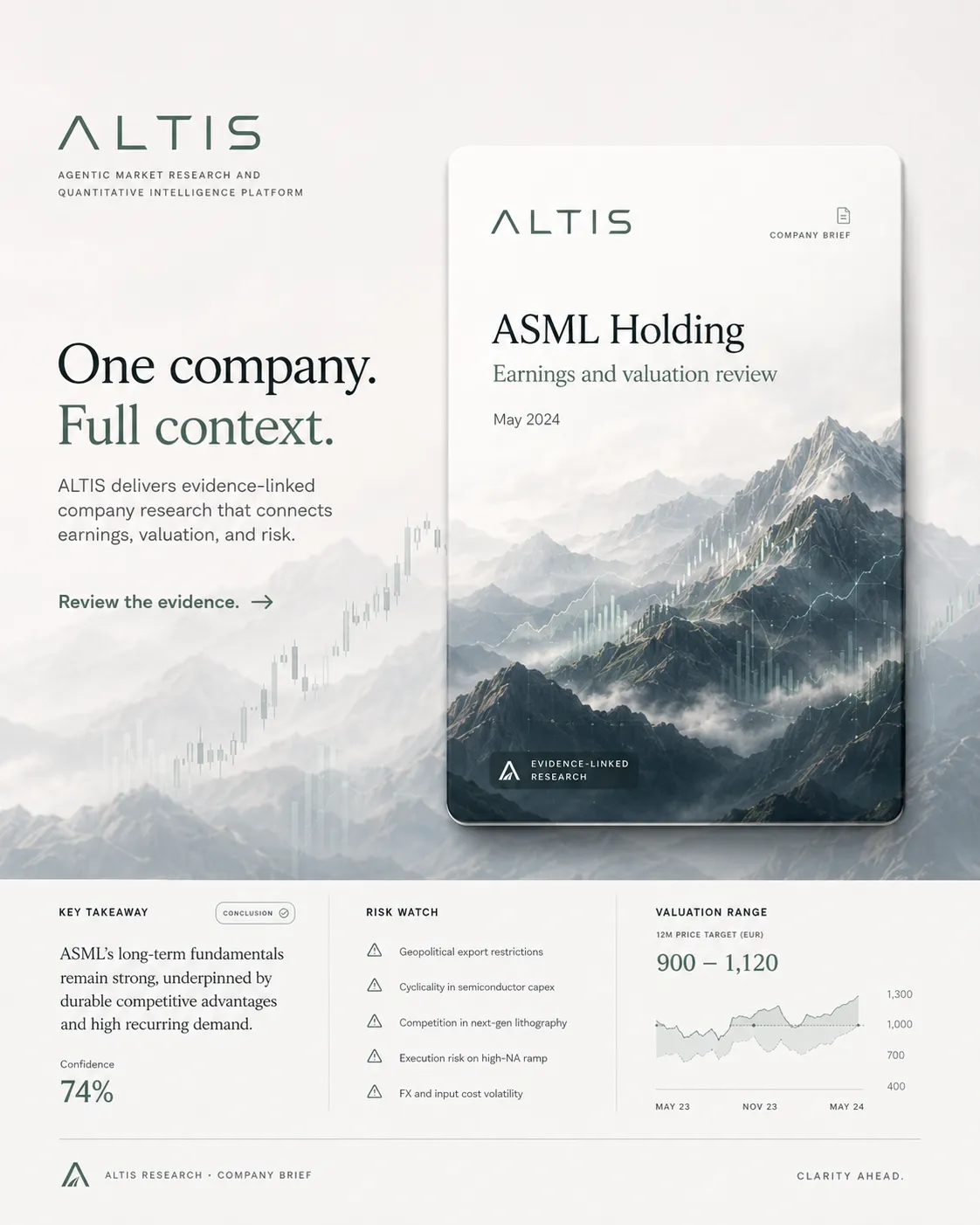 Altis: 'One company. Full context.' — an evidence-linked company research brief