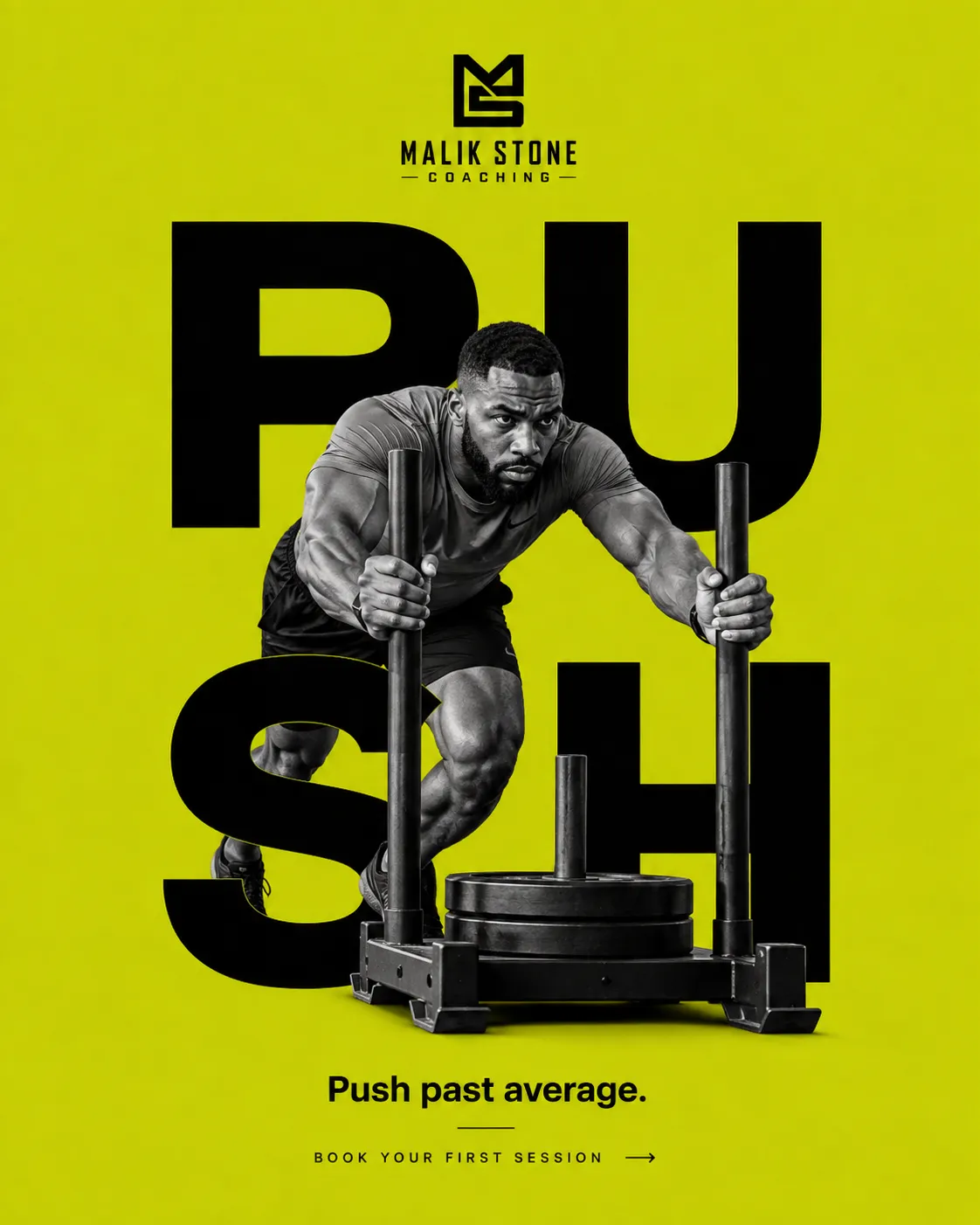 Malik — generated on-brand asset 11: photoreal, editorial personal-brand fitness photography