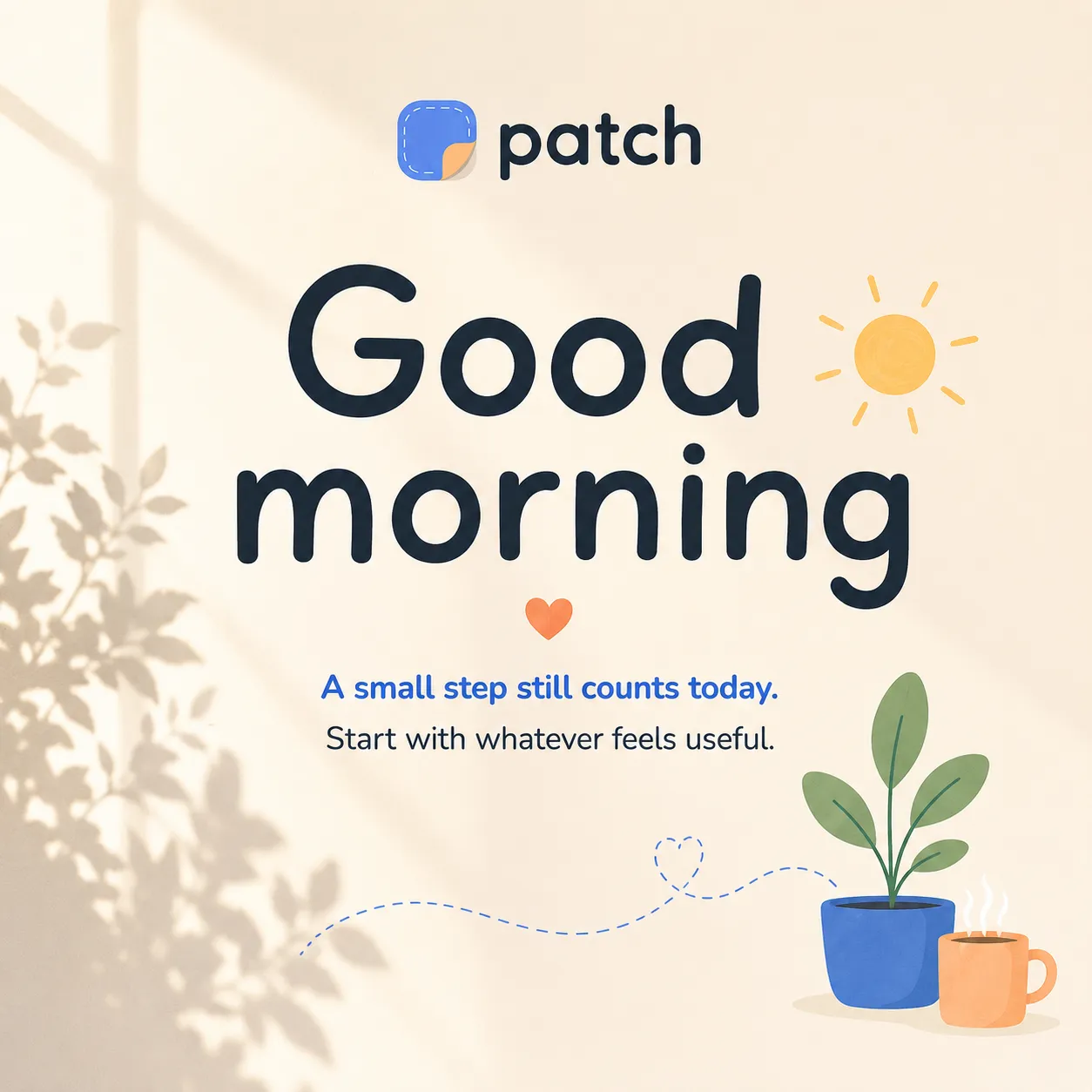 Patch — generated on-brand asset 3: flat, warm consumer-app illustration and mobile UI